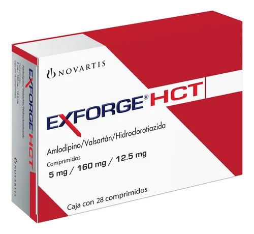 Exforge HCT 5 mg/160 mg/12.5 mg 28 comprimidos | Amlodipino + Valsartán + Hidroclorotiazida - imagen 2