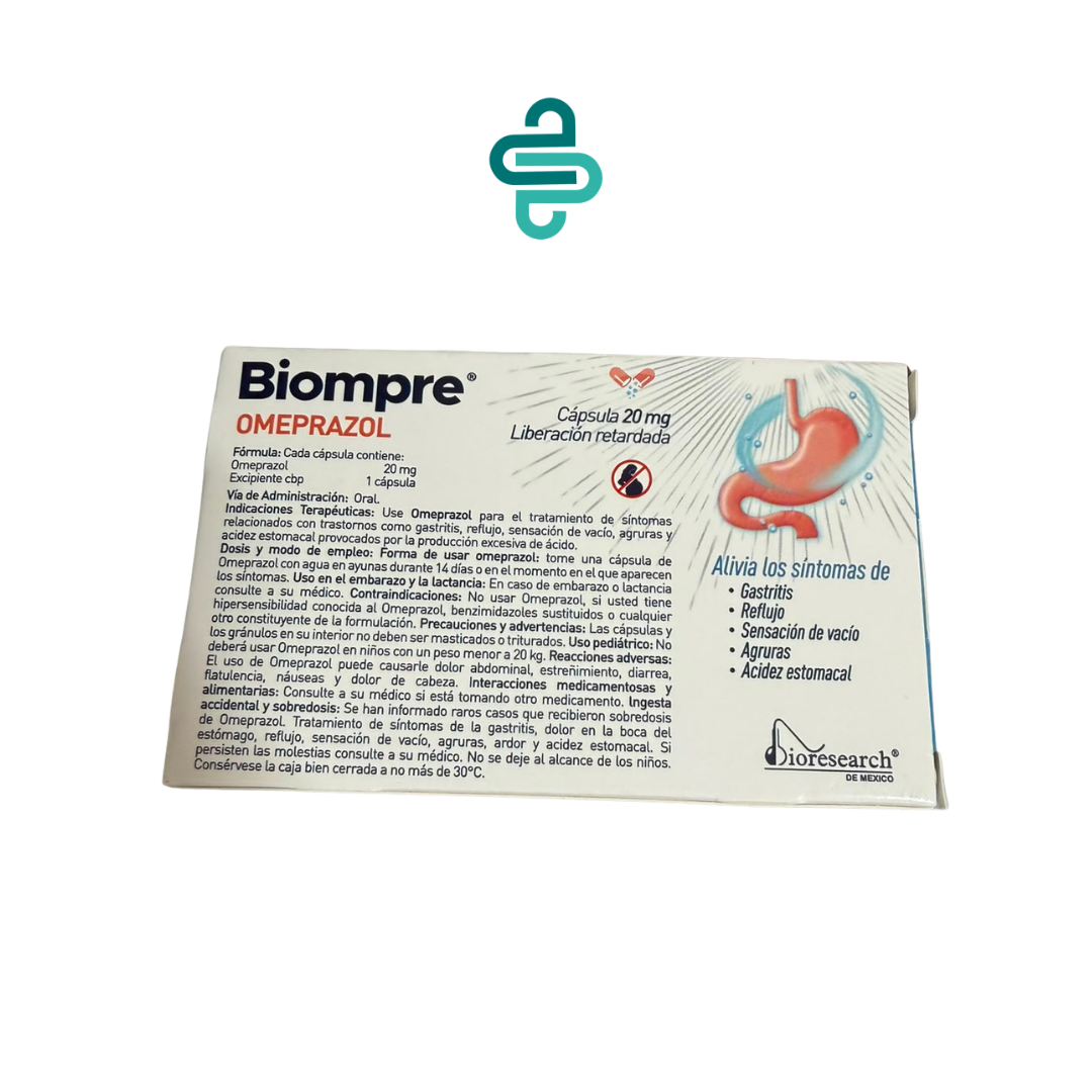 BIOMPRE 20 mg 7 cápsulas de liberación retardada | Omeprazol - imagen 2