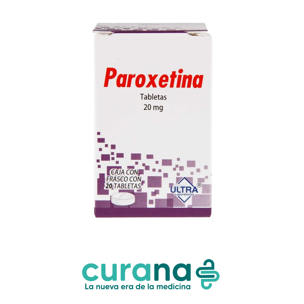 Paroxetina ULTRA 20 mg frasco con 20 tabletas | Paroxetina