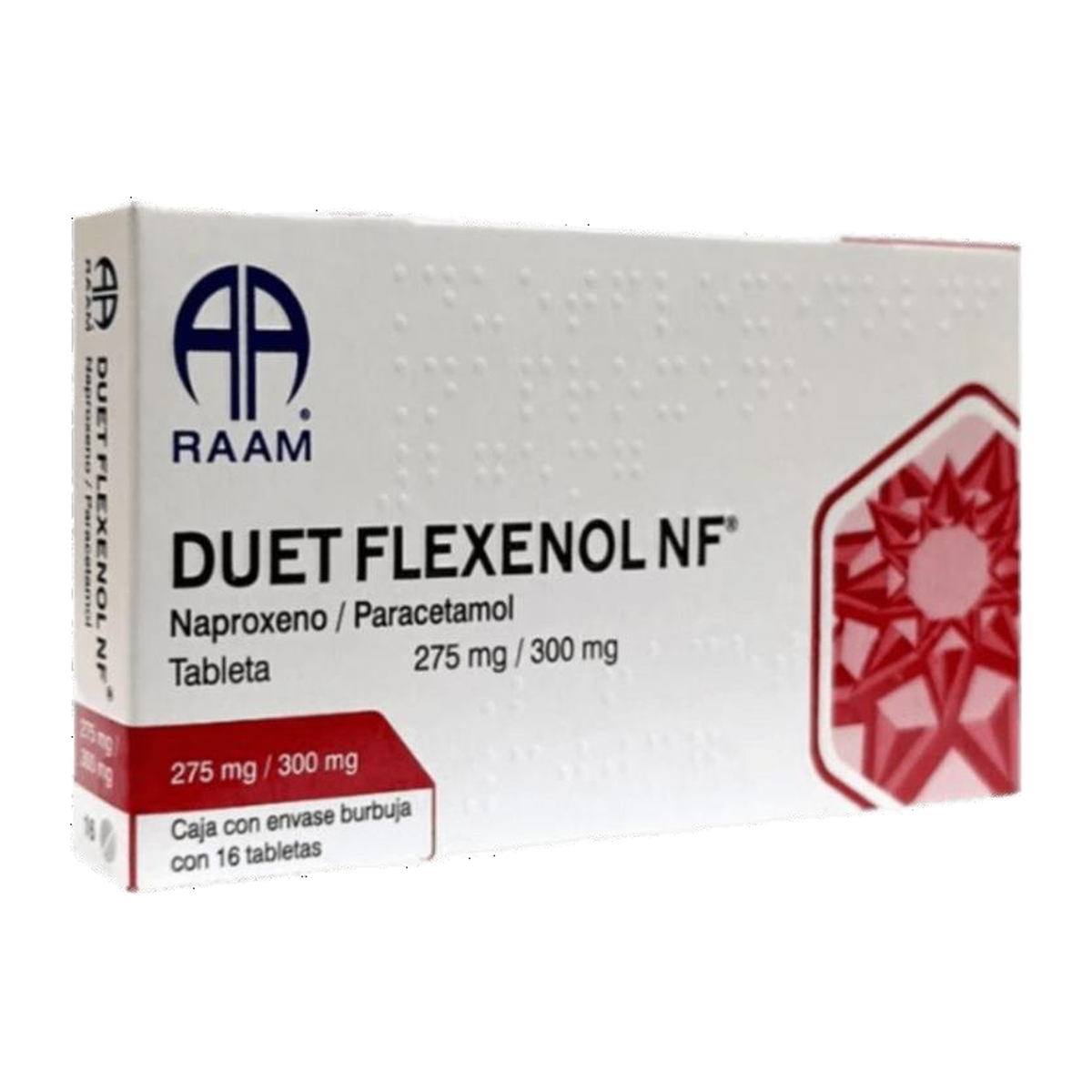 DUET FLEXENOL NF 275 mg/300 mg 16 tabletas | Naproxeno + Paracetamol