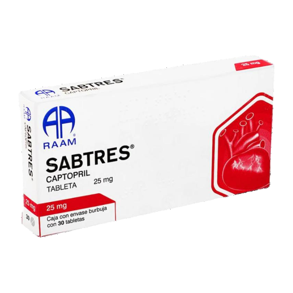 Sabtres | Captopril | tabletas 25 mg | caja con 30 tabletas
