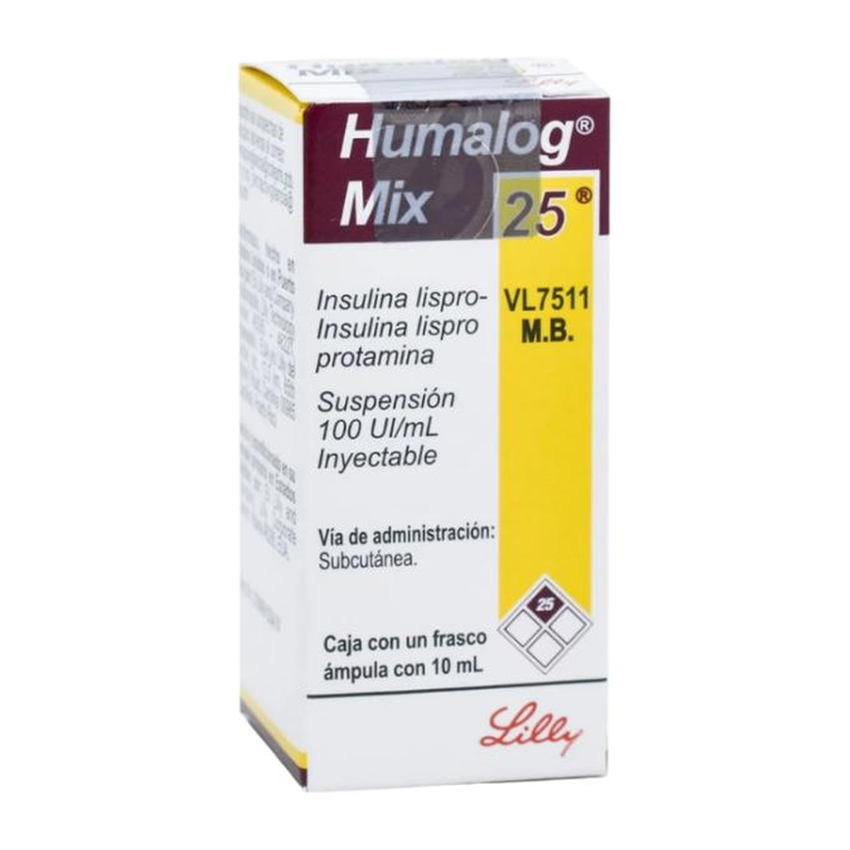 Humalog MIX25 100 UI/mL suspensión inyectable 1 frasco ámpula de 10 mL | Insulina lispro + Insulina lispro protamina